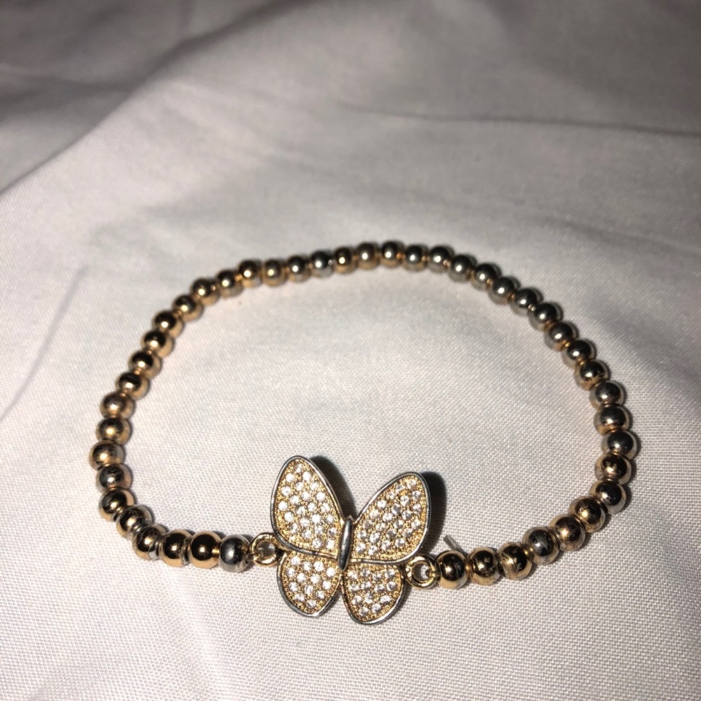 SOLD Gold butterfly bracelet with gemstones